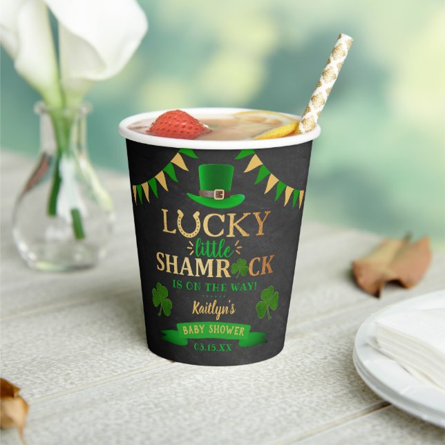 Little Shamrock St. Patrick's Day Baby Shower Paper Cups (Insitu)