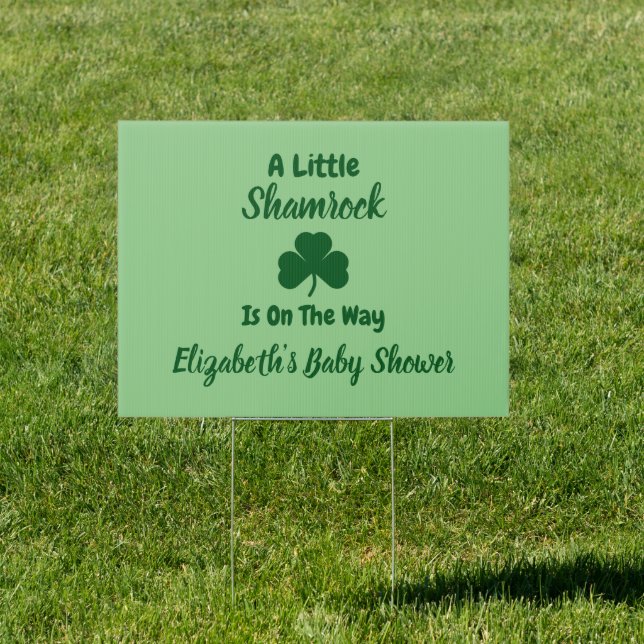Little Shamrock St Patrick's Day Baby Shower Sign (Insitu)
