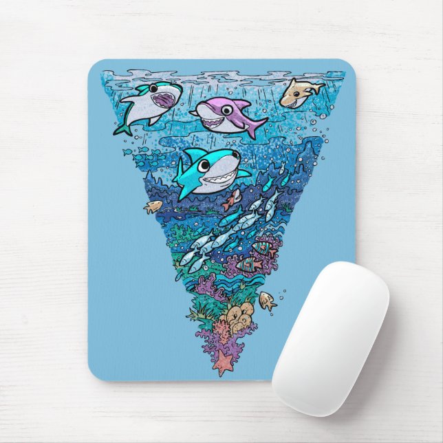 Little Shark Doodle Mouse Pad (With Mouse)