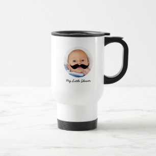 Little Shaver New Dad Mustache Baby Photo Funny Travel Mug