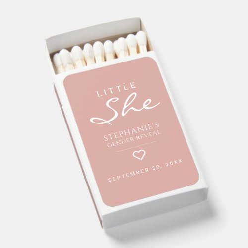 Little She Heart Dusty Rose Gender Reveal Matchboxes