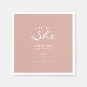 Little She Heart Dusty Rose Gender Reveal Napkin