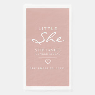 Little She Heart Dusty Rose Gender Reveal Paper Guest Towels