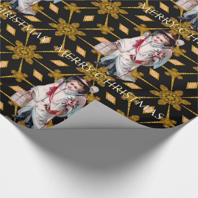 Little Shepherd Boy Victorian Christmas Wrapping Paper (Corner)