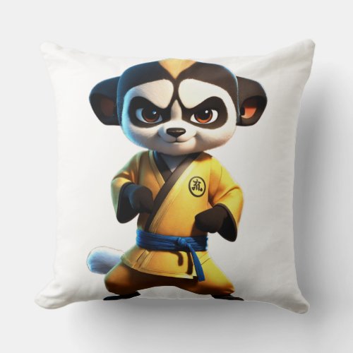 Little Shifu Kicking Through Adversity Throw Pillow
