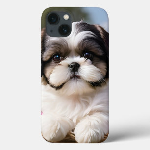Little Shih Tzu Puppy Basket Flowers iPhone 13 Case