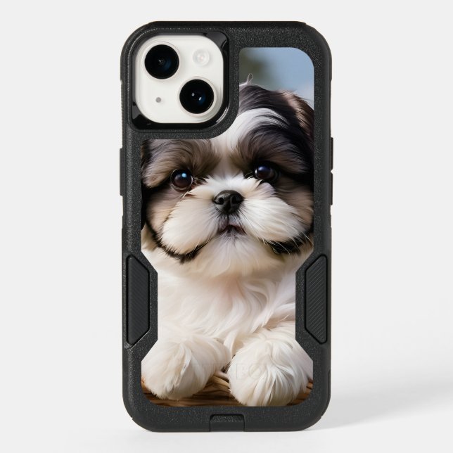 Little Shih Tzu Puppy Basket Flowers Otterbox iPhone Case (Back)