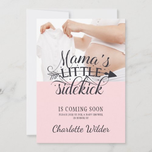 Little Sidekick Baby Bump Pink Girl Invitation