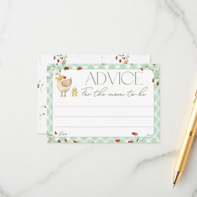 Little Silly Goose Baby Shower Advice for Mom  Enclosure Card (Front/Back In Situ)