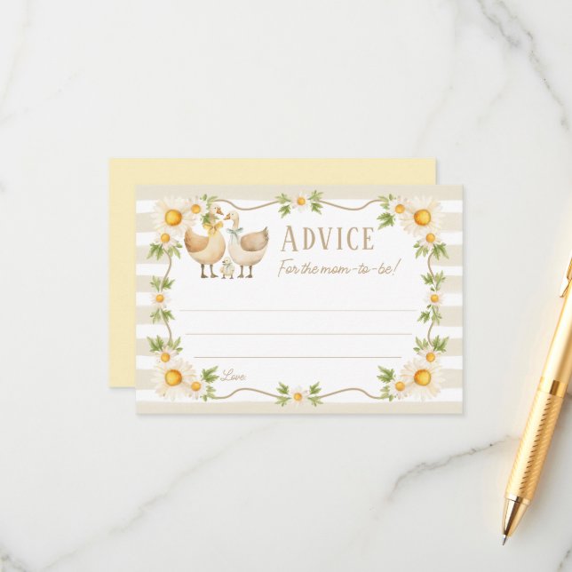 Little Silly Goose Baby Shower Advice for Mom  Enclosure Card (Front/Back In Situ)