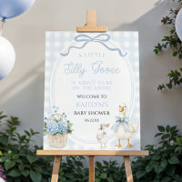 Little Silly Goose Blue Baby Shower Welcome Sign