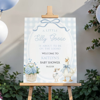 Little Silly Goose Blue Baby Shower Welcome Sign