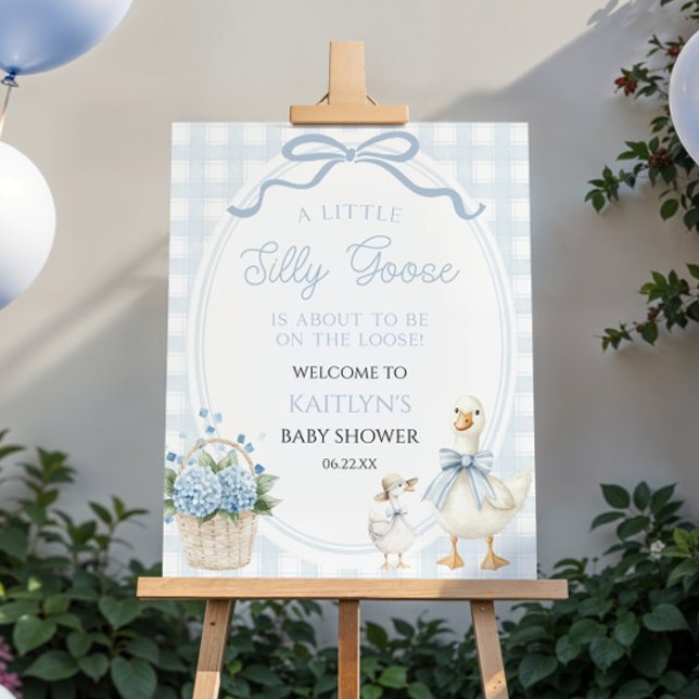 Little Silly Goose Blue Baby Shower Welcome Sign (Creator Uploaded)