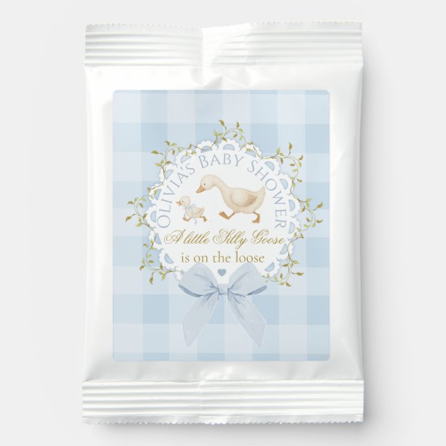 Little Silly Goose Blue Gingham Baby Shower Margarita Drink Mix (Front)