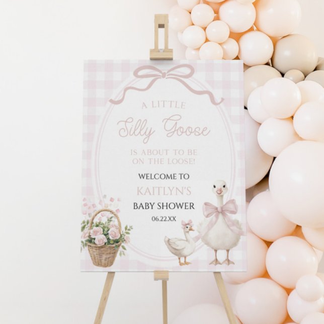 Little Silly Goose Floral Baby Shower Welcome Sign (Creator Uploaded)