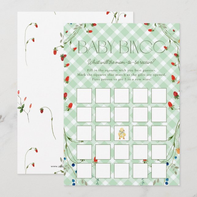 Little Silly Goose Neutral Baby Shower Bingo Card (Front/Back)