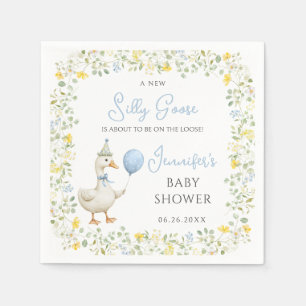 Little Silly Goose on the Loose Baby Boy Shower Napkins