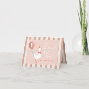 Little Silly Goose Pink Balloon Birthday Folded Letterpress Thank You Card