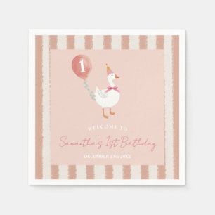 Little Silly Goose Pink Balloon Birthday Paper Napkins