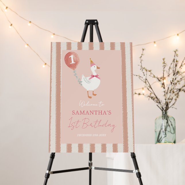 Little Silly Goose Pink Balloon Birthday Welcome Foam Board (In Situ (Stand))