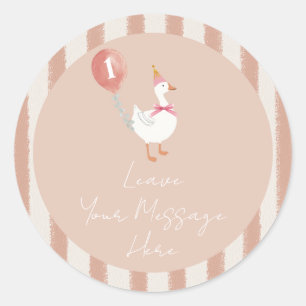 Little Silly Goose Pink Balloon Love your Message Classic Round Sticker