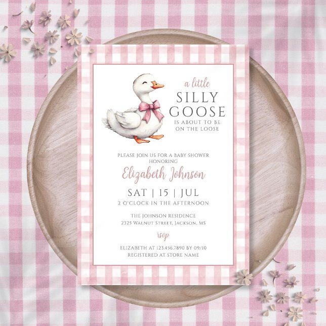 Little Silly Goose Pink Girl Baby Shower  Invitation (Little Silly Goose Pink Girl Baby Shower Invitation)