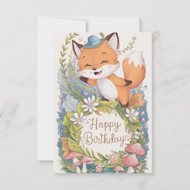 Little Simple Fox Birthday Card (Front)