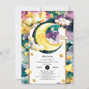 Little Simple Moon Birthday Invitation
