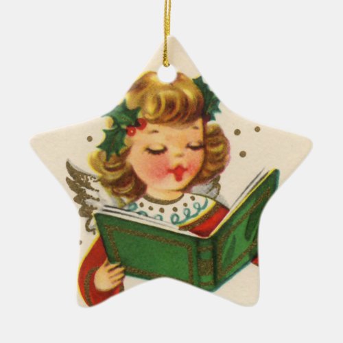 Little Singing Angel Ceramic Ornament