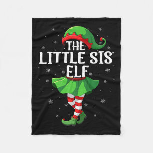 Little Sis Elf Christmas Girls Women Elf Squad Xma Fleece Blanket