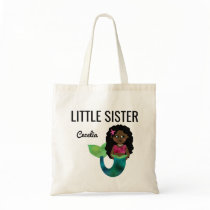 Little Sister African American Mermaid Faux Foil Tote Bag