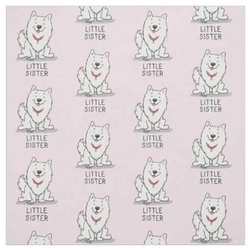 Little Sister American Eskimo Dog - Cute Eskie Fabric