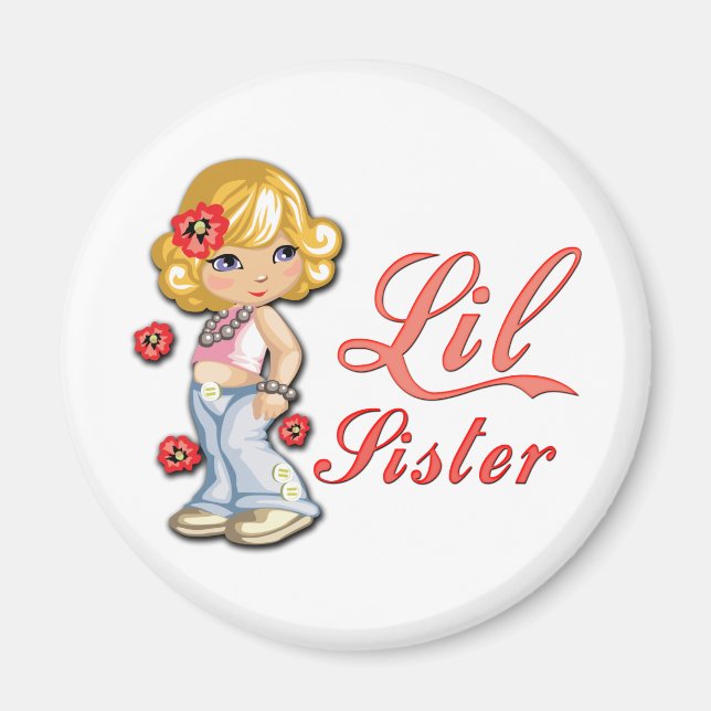 LIttle Sister and Flowers Magnet (Front)