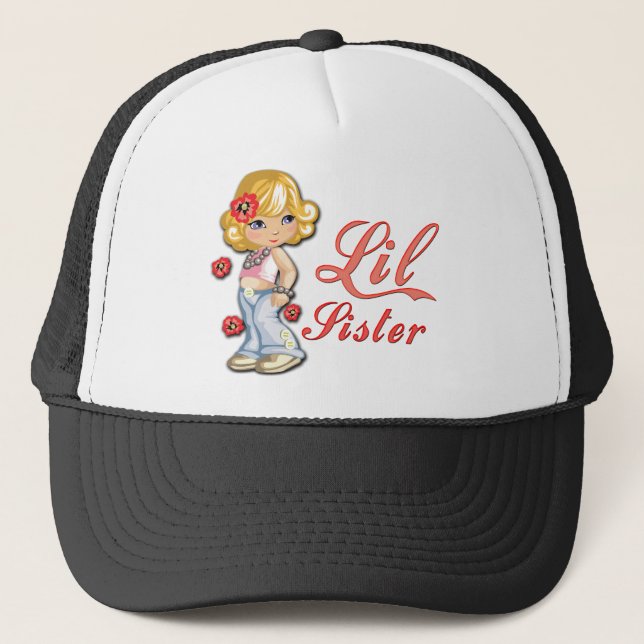 LIttle Sister and Flowers Trucker Hat (Front)