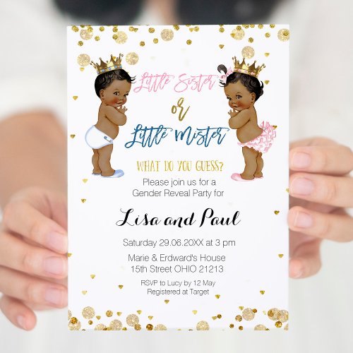 Little Sister and Little Mister Gender Reveal Invitation