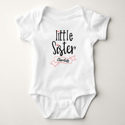 Little Sister Baby Announcement Name  Monogram Ba Baby Bodysuit