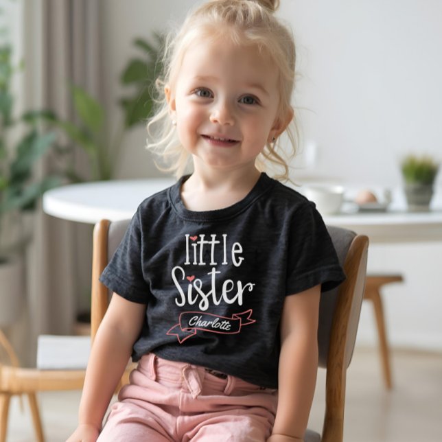 Little Sister Baby Announcement Name & Monogram Tri-Blend Shirt (Little Sister Baby Announcement Name & Monogram Tri-Blend Shirt)