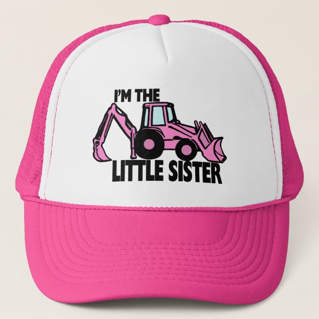 Little Sister Backhoe Trucker Hat (Front)