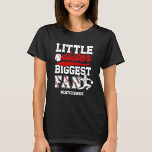 Little Sister Baseball Catcher Sister Baseball Cat T-Shirt