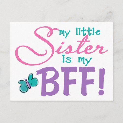 Little Sister BFF Butterfly Postcard