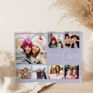 Little Sister BFF Heart Photo Collage Keepsake Block