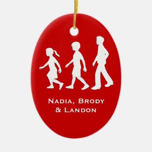 Little Sister Big Brothers Silhouette Siblings Ceramic Ornament