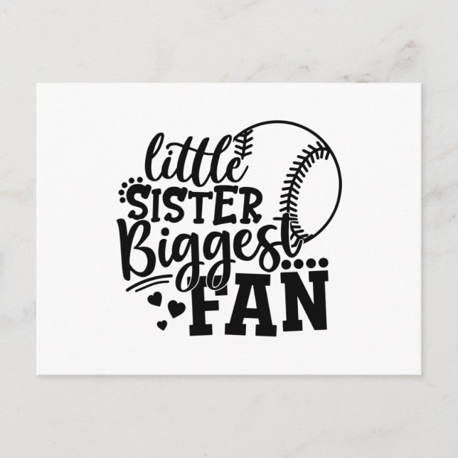Little Sister Biggest Fan Baseball Postcard (Front)