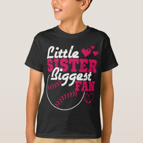 Little Sister Biggest Fan Baseball Season For Girl T_Shirt