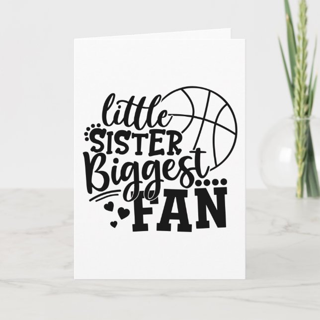 Little Sister Biggest Fan Basketball Card (Front)
