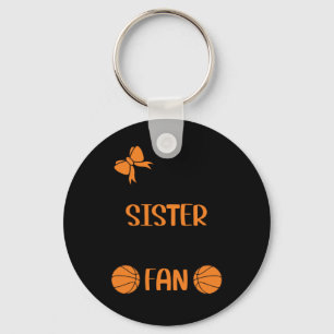 Little Sister Biggest Fan Basketball Sister Keychain