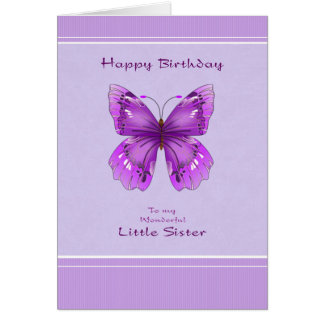 Little Sister Birthday Card - Purple Butterfly