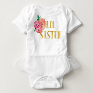 Little Sister Bodysuit Floral Gold Foil