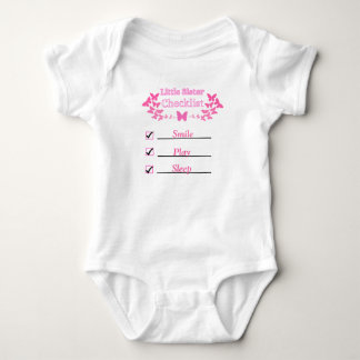 Little Sister Checklist T-Shirt Baby Bodysuit