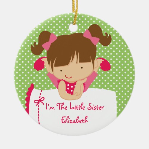 Little Sister Christmas Ornament Sweet Brunette